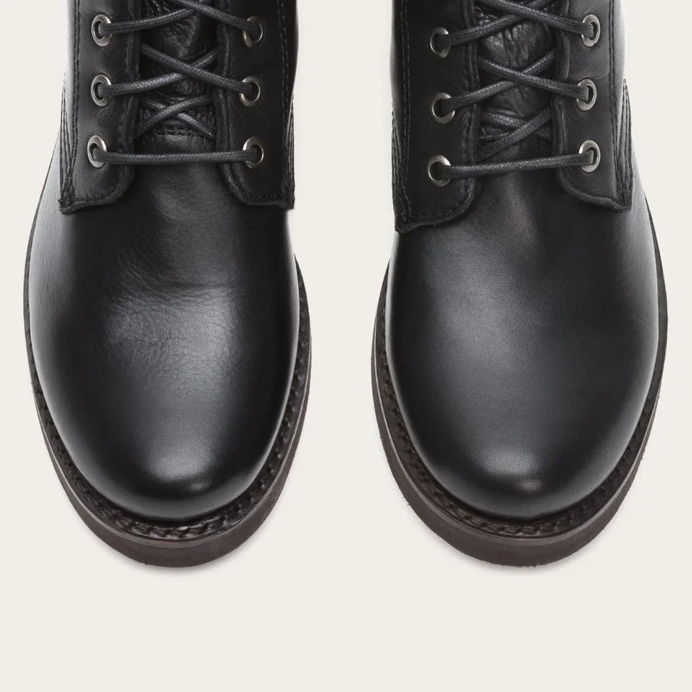 Frye Veronica Combat Black Leather Lace Up Boots - Picture 3 of 16